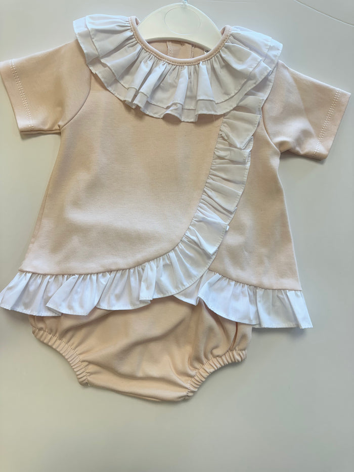 MIA BELLA Girls Peach Frilled Jam Pant Set