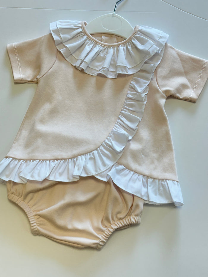 MIA BELLA Girls Peach Frilled Jam Pant Set