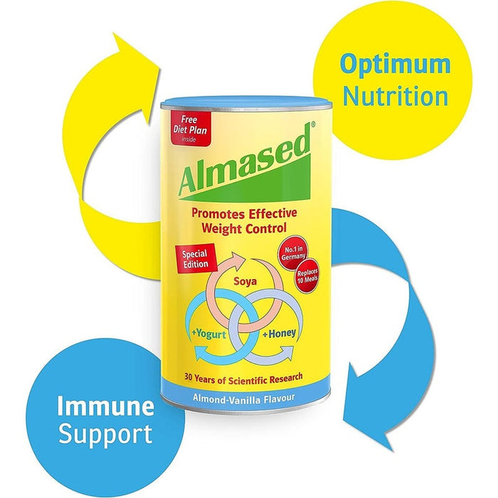 Almased Almond-Vanilla Soya, Yogurt and Honey Meal Replacement for Weight Loss 500g Almased