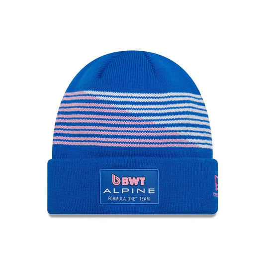 Pictured is this Pierre Gasly Alpine Racing Cuff Knit Beanie hat in blue. 1