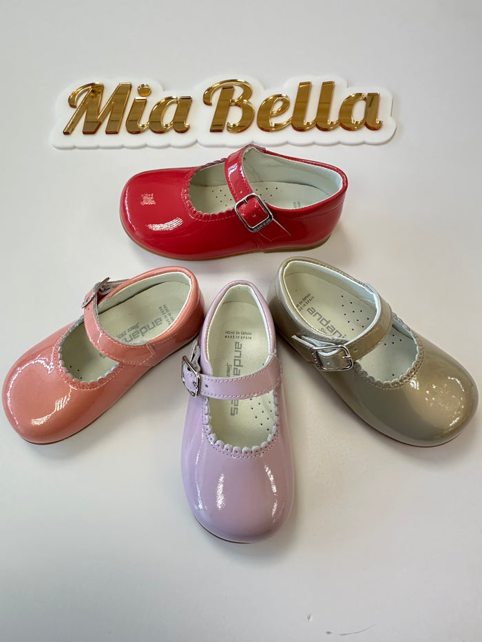 Andanines Leather Patent Shoes  Coral / peachy