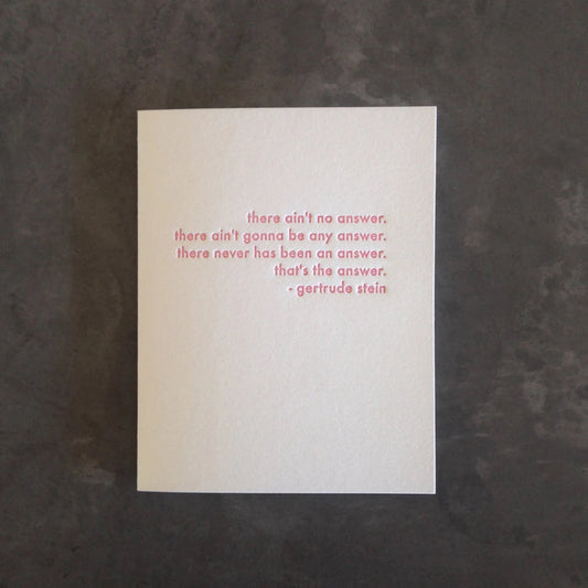 Answer Gertrude Stein Card