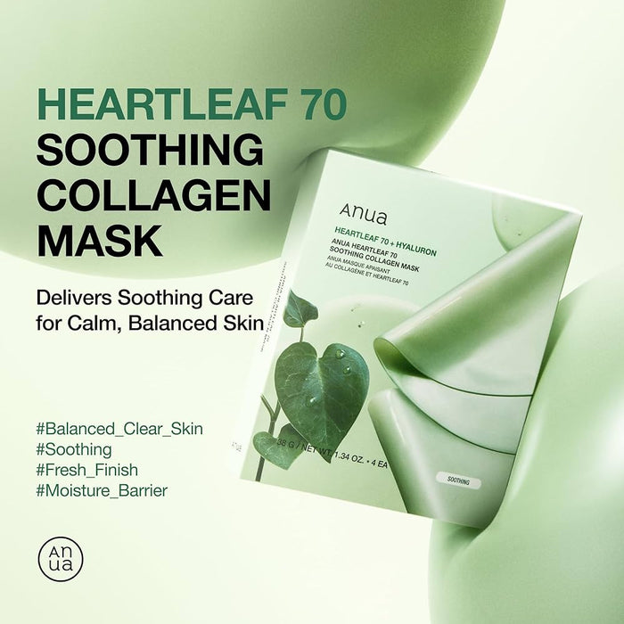 Anua Heartleaf 77 + Hyaluron Soothing Collagen Mask 4pk