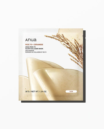 Anua Rice 70 + Ceramide Glow Collagen Mask 4pk