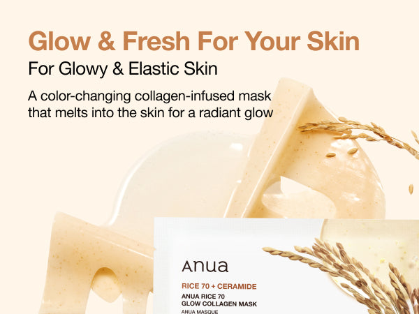 Anua Rice 70 + Ceramide Glow Collagen Mask 4pk