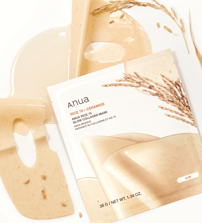 Anua Rice 70 + Ceramide Glow Collagen Mask 4pk