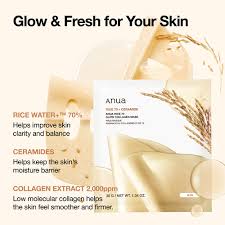 Anua Rice 70 + Ceramide Glow Collagen Mask 4pk