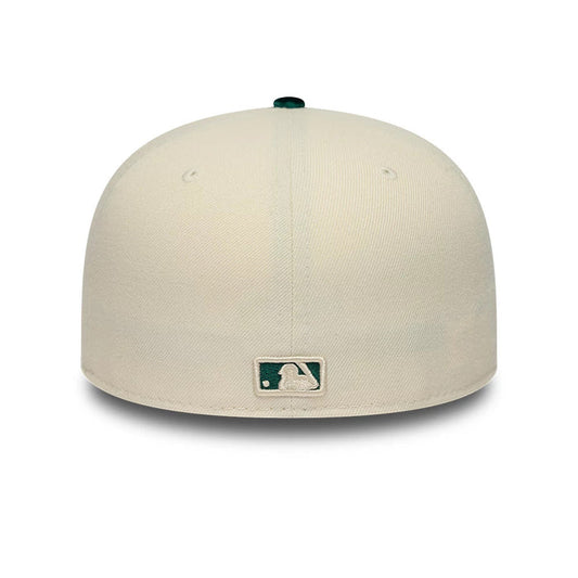 Pictured is this MLB Paisley Visor Athletics 59FIFTY Fitted cap in Cream. 6