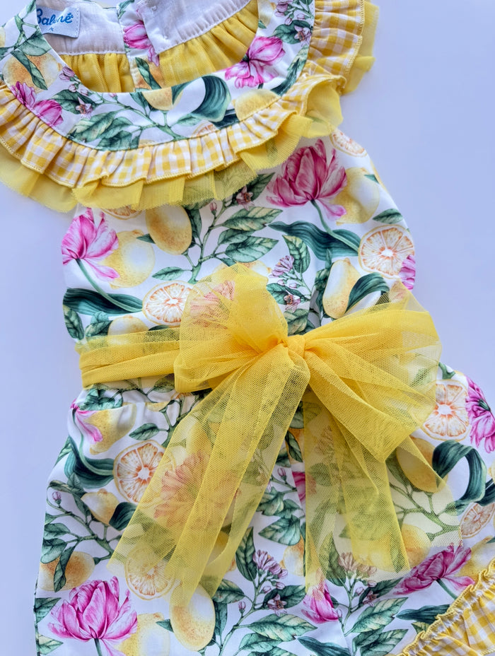 Babine Lemon Pink Floral Playsuit