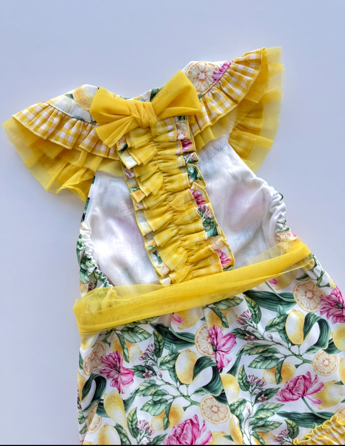 Babine Lemon Pink Floral Playsuit