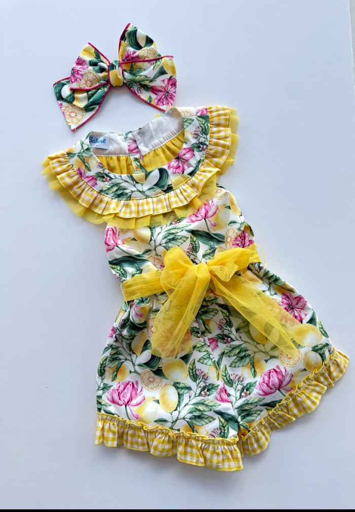 Babine Lemon Pink Floral Playsuit