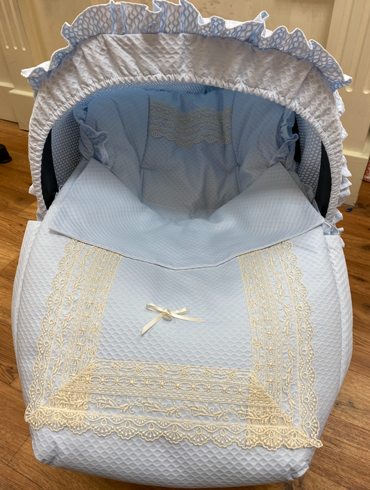 Baby Blue & Cream Car Set & Hood