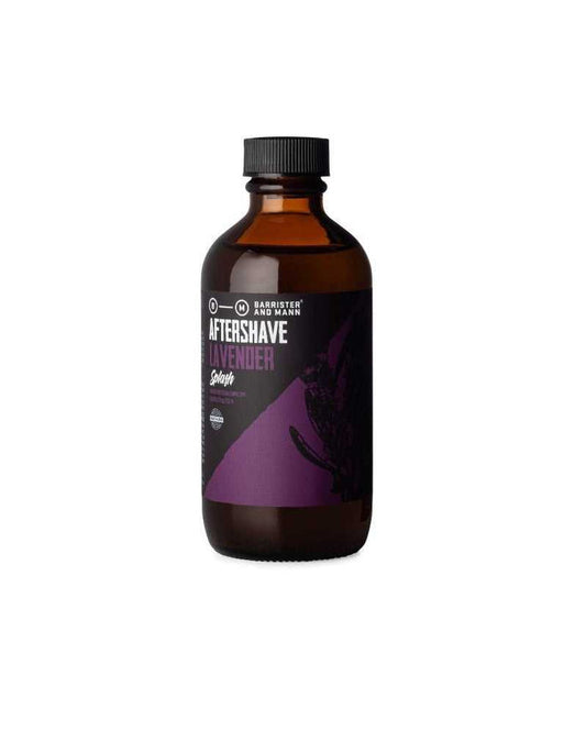 Lavender aftershave splash bottle for grooming