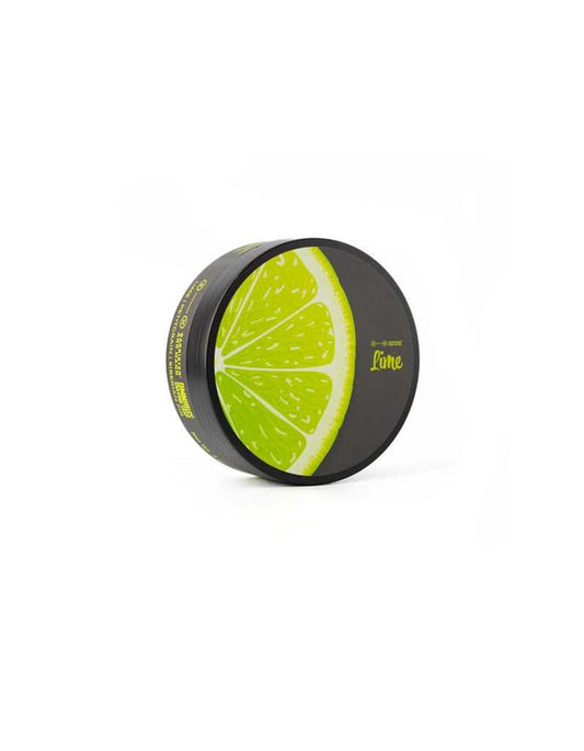 Lime shaving soap tin with lime slice illustration