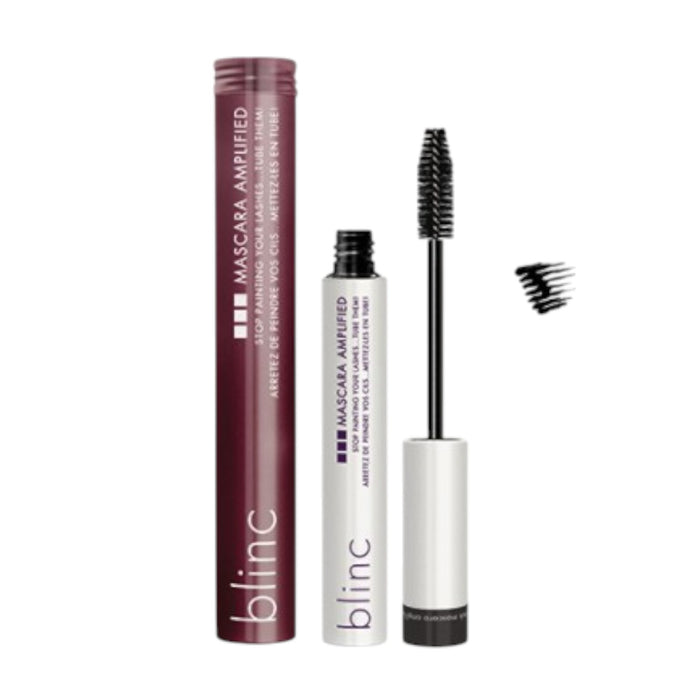 Blinc Amplified Volumizing Tubing Mascara Black in sleek silver tube.