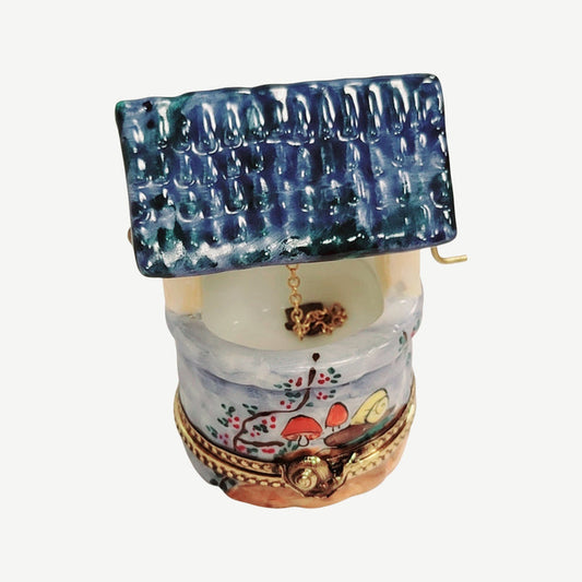 Blue Porcelain Wishing Well Porcelain Limoges garden French Trinket Box