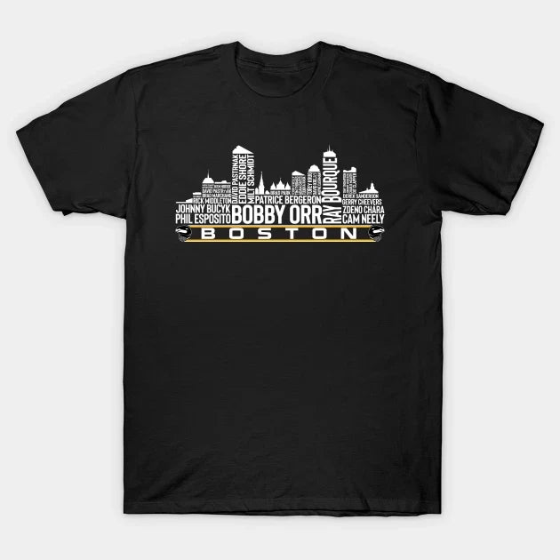 Boston Hockey Team All Time Legends, Boston City Skyline T-Shirt