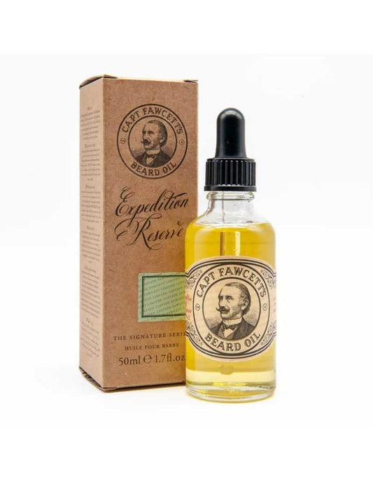 Captain Fawcett Expedition Reserve Beard Oil 50ml bottle with packaging