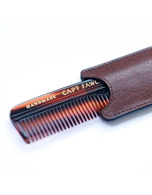 Captain Fawcett hair comb with leather case