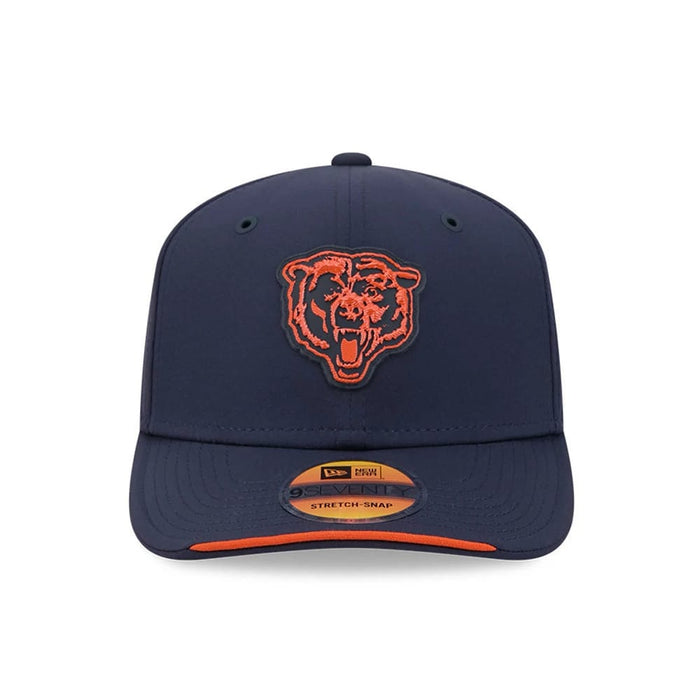 Pictured is this NFL Sideline 2026 Chicago Bears 9SEVENTY Stretch Snap cap in Navy. 2