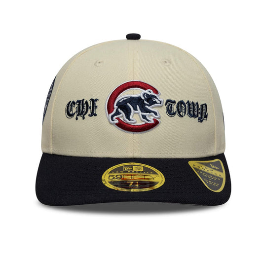 Pictured is this MLB Cooperstown Chicago Cubs Low Profile 59FIFTY Fitted cap in Cream. 2