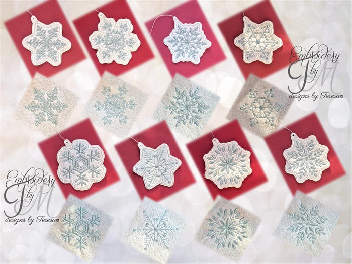 Christmas snowflake set / Felt decorations and embroidery design
