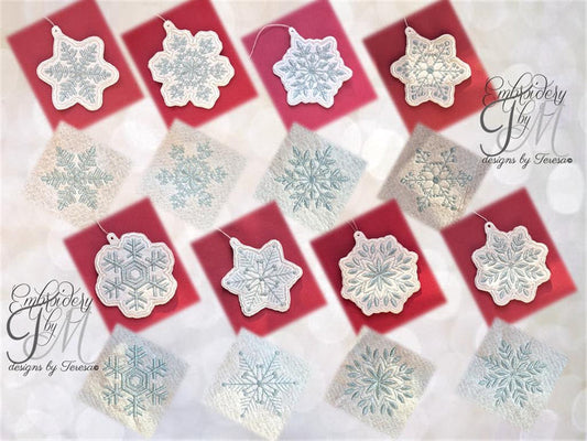 Christmas snowflake set / Felt decorations and embroidery design