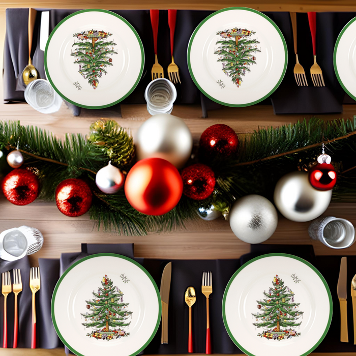 Christmas Tree Set of Four Dinner Plates - The Well Appointed House