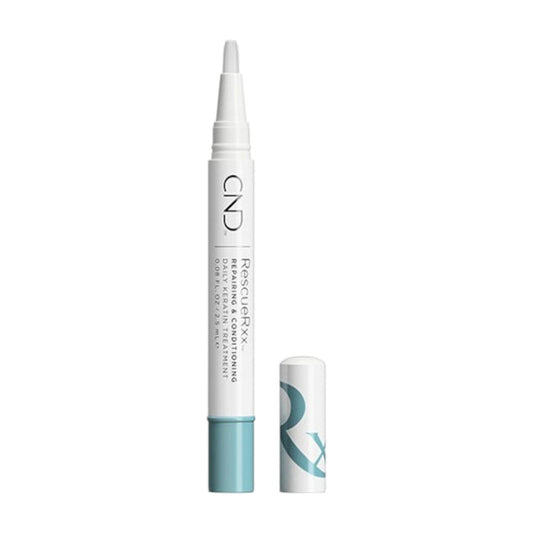 CND Rescue Rxx Pen (0.08 fl oz) in white and blue packaging with precision applicator brush.