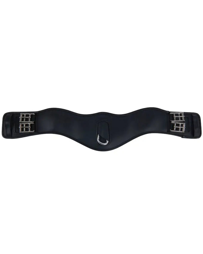 Black coloured Collegiate Anatomic Dressage Girth on white background #colour_black