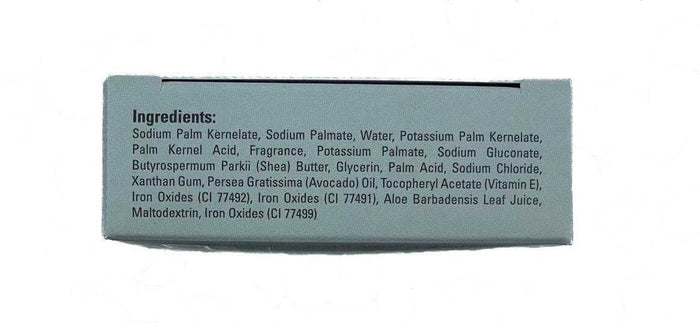 Side of Amber shave soap box with ingredient list
