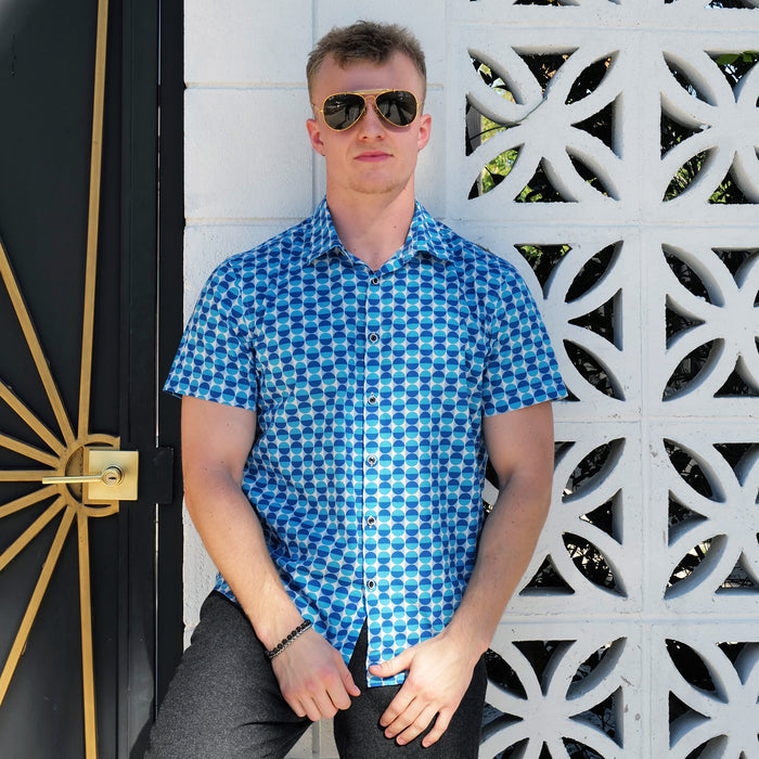 Cotton Mod Shirt - Blue Disco