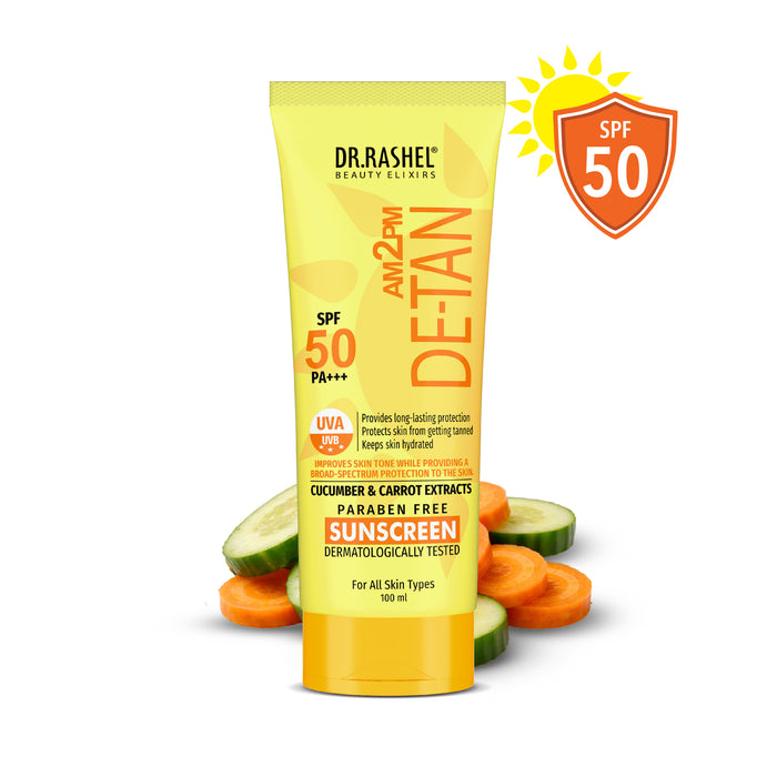 Detan Sunscreen SPF 50 | PA+++ UVA/UVB Protection - 100 ml