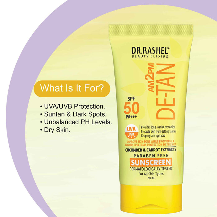 Detan Sunscreen SPF 50 | PA+++ UVA/UVB Protection - 100 ml