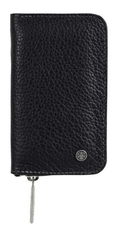 Black leather travel case for Dovo Manicure Set No.4 with zipper closure and key ring