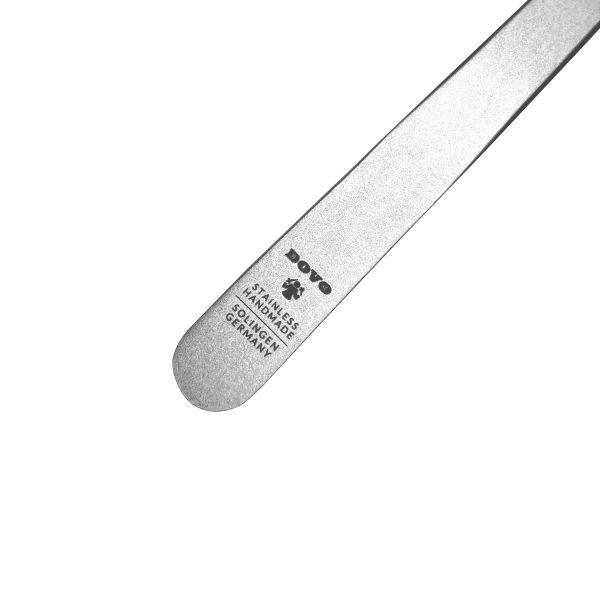 DOVO logo and branding on ergonomic stainless steel tweezer handle