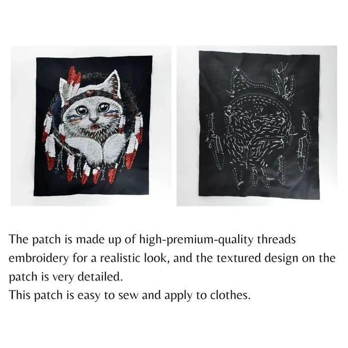 Dream Catcher Kitty - Beaded Sew Large Patch