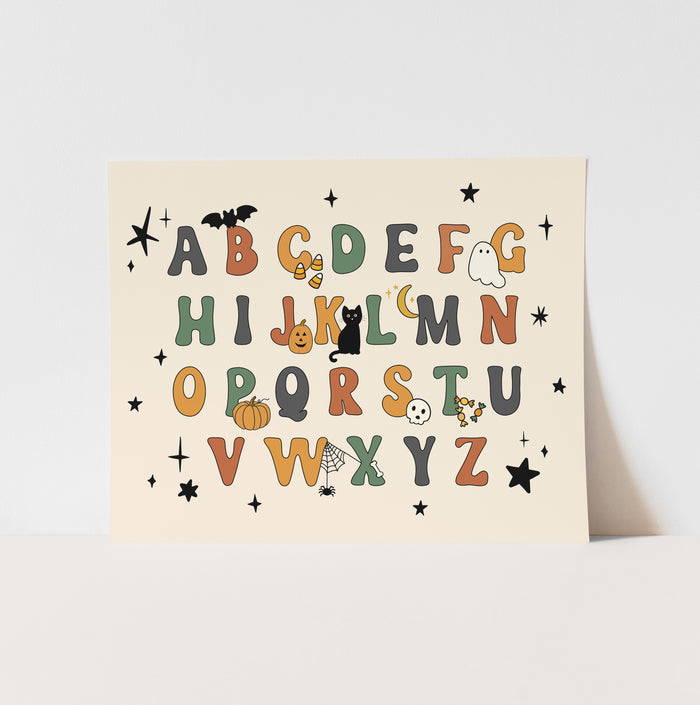 {Earth Tone} Halloween Alphabet Art Print