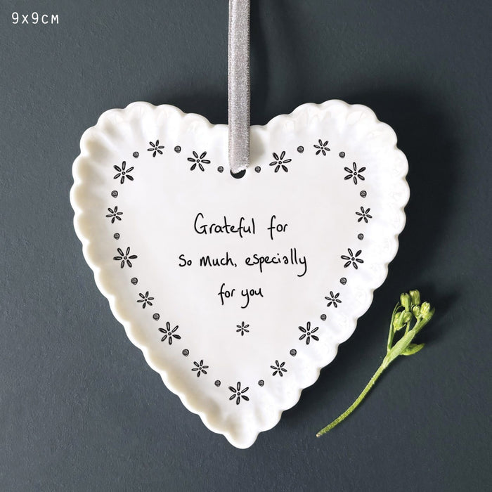 East of India Scallop Heart Grateful - Precious Sparkle