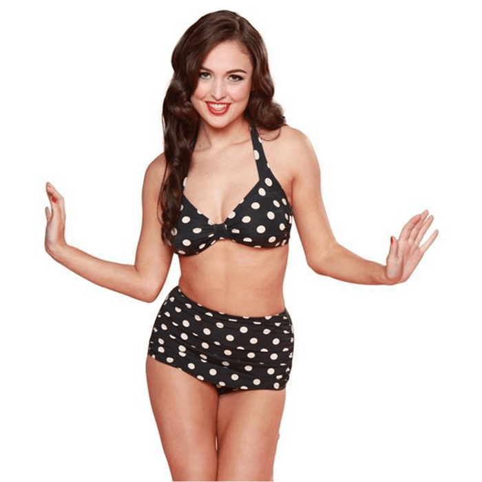 Esther Williams Classic Polka Dot Bathing Suit Bottom - Navy & Yellow - Destination PSP