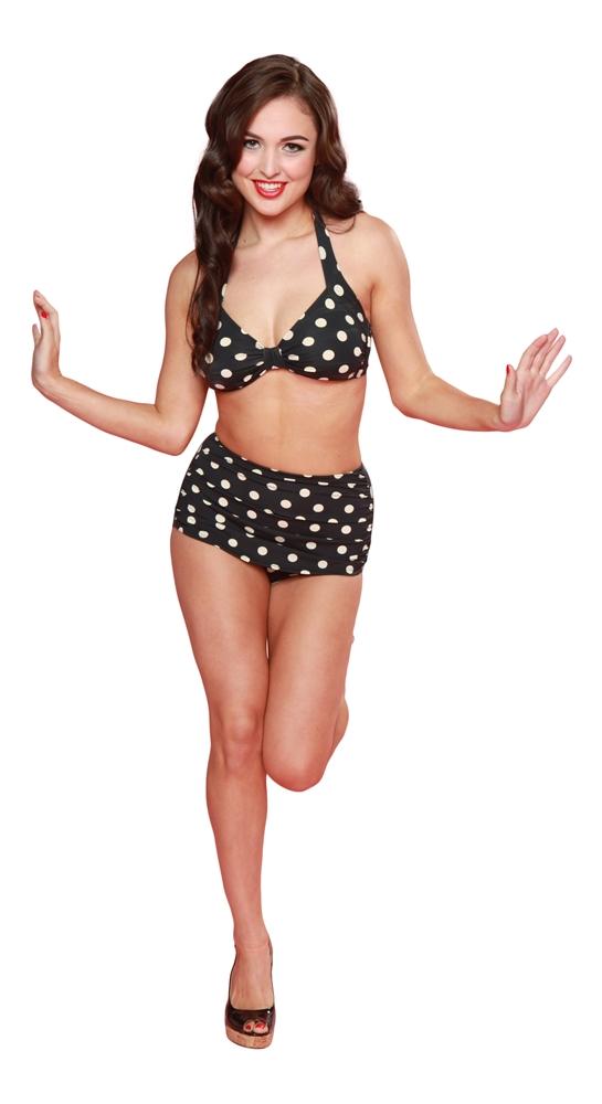 Esther Williams Classic Polka Dot Bathing Suit Bottom - Navy & Yellow - Destination PSP