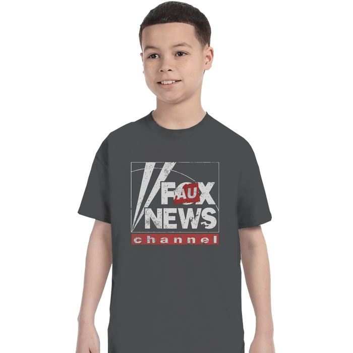 Shirts T-Shirts, Youth / XL / Charcoal Faux News