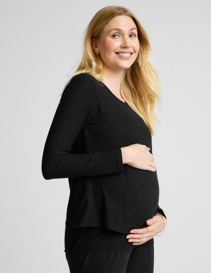 black maternity long sleeve top