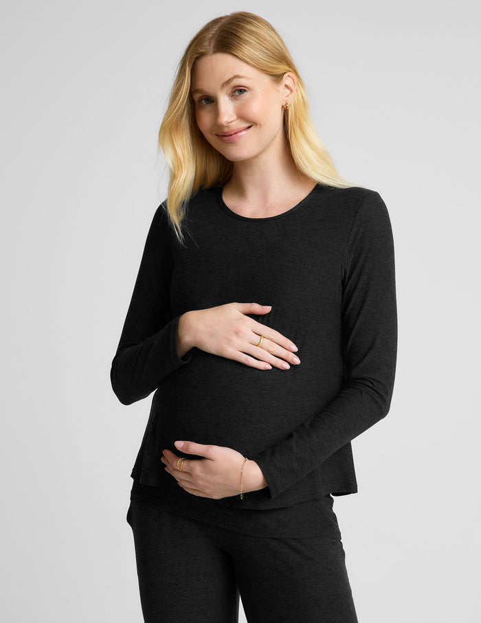 black maternity long sleeve top