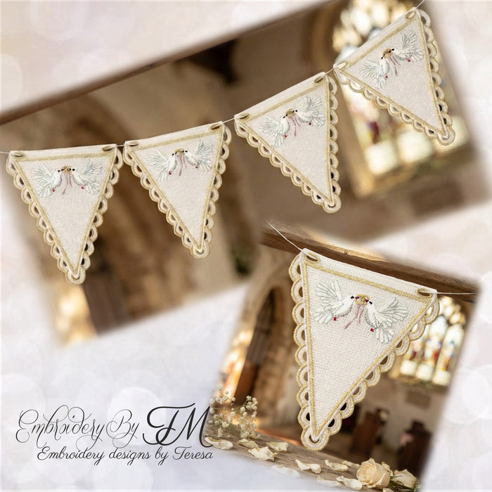 FSL triangular flag - Wedding/5x7 and 4x4 hoop/4 pieces