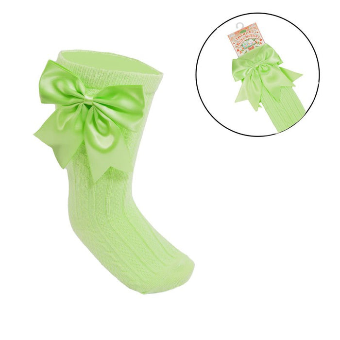 Girls Knee High Bow Socks Lime