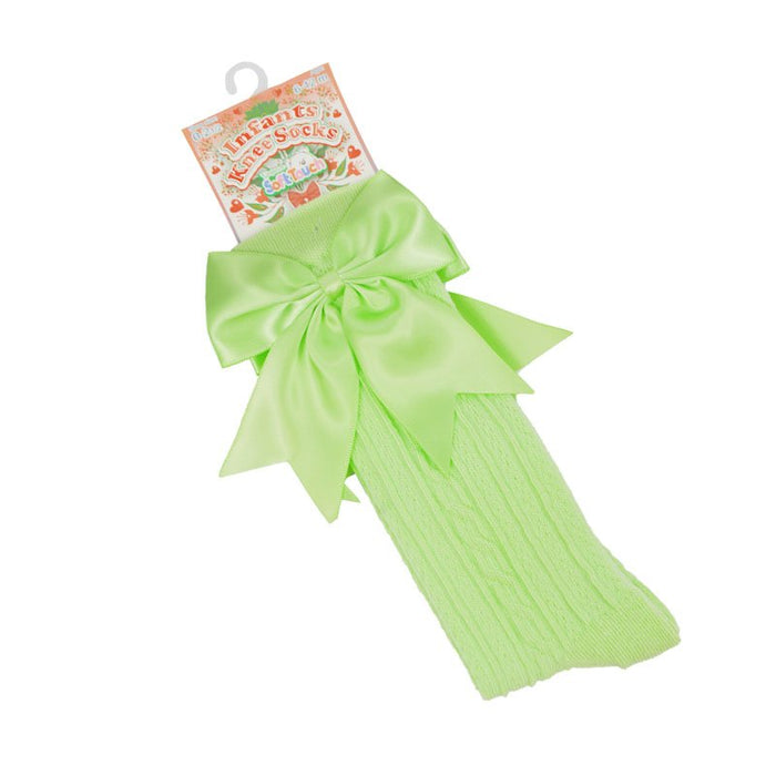 Girls Knee High Bow Socks Lime