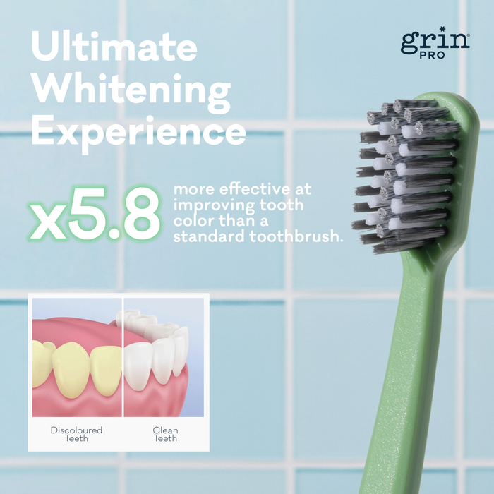 Grin Pro Ultimate Whitening Toothbrush Soft Green & White 2 Pack