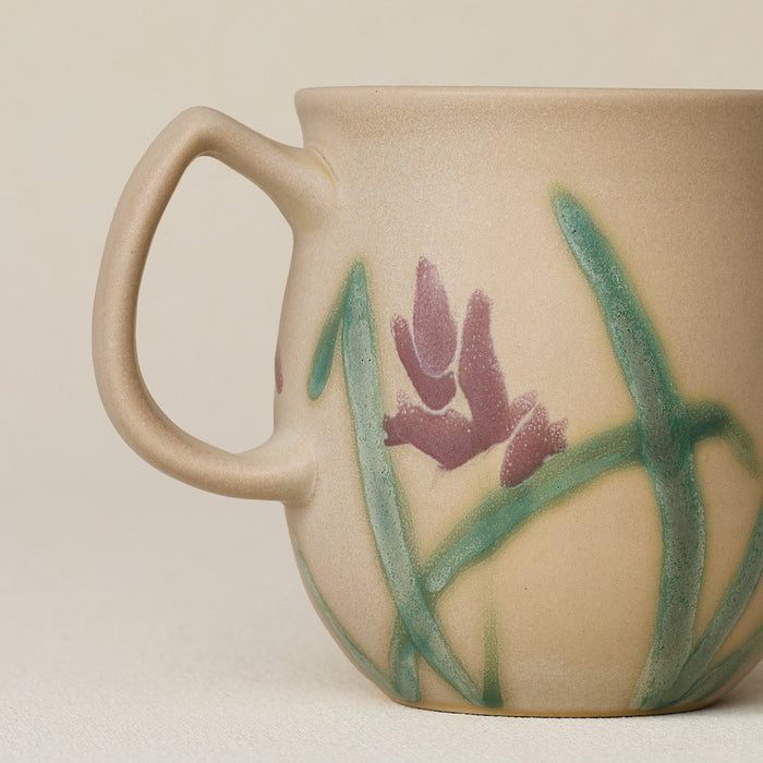 Close-up details of hand-thrown mug by Rookwood
