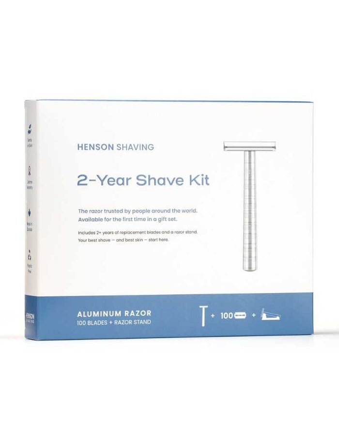 Henson AL13 2-year shave kit box with razor stand and blades